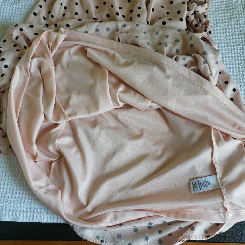Maurices Blush Pink Black Polka Dot Halter Maxi Dress Medium Smocked Tiered Boho - Picture 9 of 12
